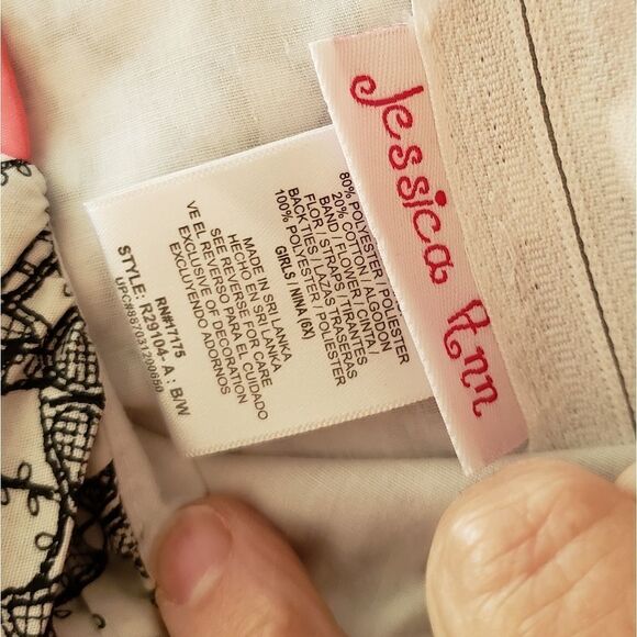 EUC Beautiful Black White Pink Floral Dress Sz 6X - Picture 8 of 8